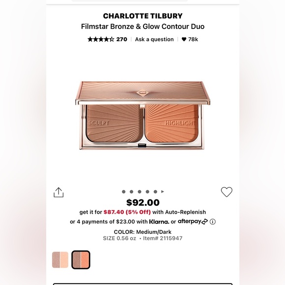 Charlotte Tilbury Filmstar Bronze & Glow Face Sculpt and Highlight - Medium Deep - Picture 4 of 5